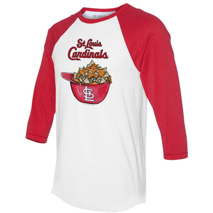 St. Louis Cardinals Tiny Turnip Women's Nacho Helmet 3/4-Sleeve Raglan T-Shirt - White/Red