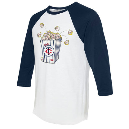 Minnesota Twins Tiny Turnip Women's Popcorn 3/4-Sleeve Raglan T-Shirt - White/Navy