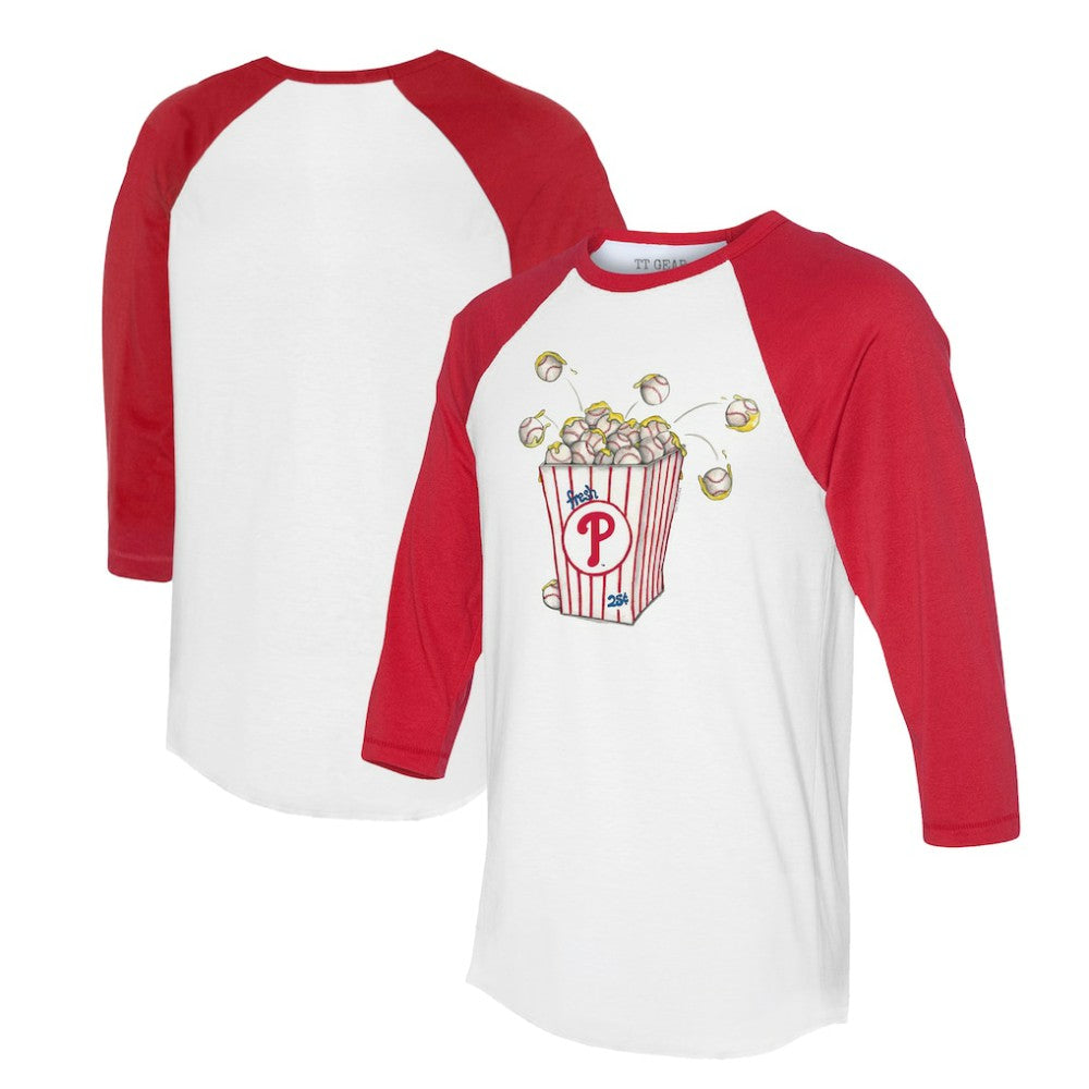 Philadelphia Phillies Tiny Turnip Women's Popcorn 3/4-Sleeve Raglan T-Shirt - White/Red