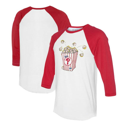 Philadelphia Phillies Tiny Turnip Women's Popcorn 3/4-Sleeve Raglan T-Shirt - White/Red