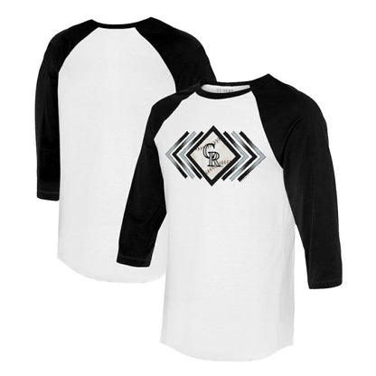 Colorado Rockies Tiny Turnip Women's Prism Arrows 3/4-Sleeve Raglan T-Shirt - White