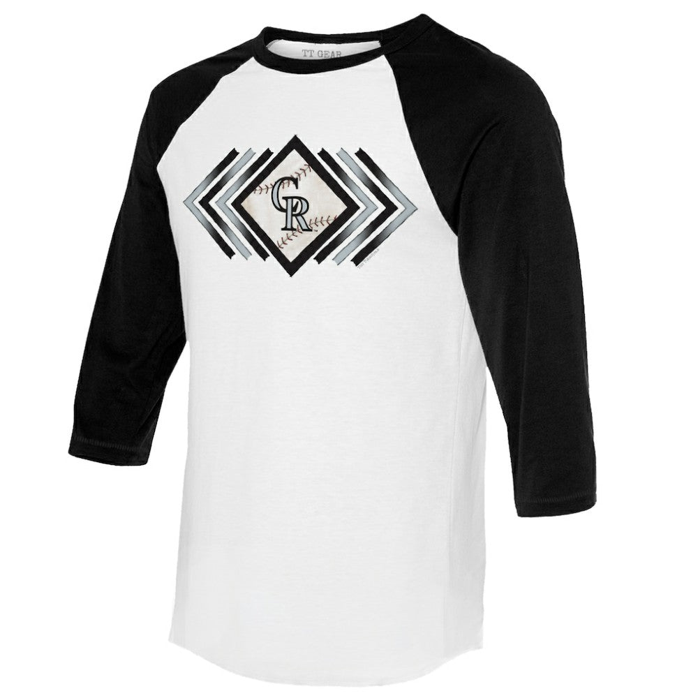 Colorado Rockies Tiny Turnip Women's Prism Arrows 3/4-Sleeve Raglan T-Shirt - White