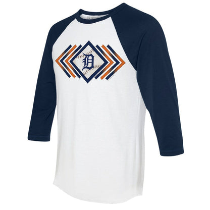 Detroit Tigers Tiny Turnip Women's Prism Arrows 3/4-Sleeve Raglan T-Shirt - White