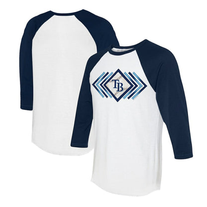 Tampa Bay Rays Tiny Turnip Women's Prism Arrows 3/4-Sleeve Raglan T-Shirt - White