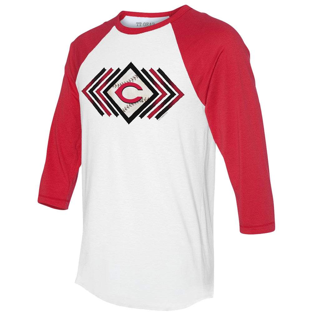 Cincinnati Reds Tiny Turnip Women's Prism Arrows 3/4-Sleeve Raglan T-Shirt - White