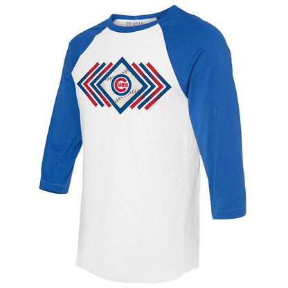 Chicago Cubs Tiny Turnip Women's Prism Arrows 3/4-Sleeve Raglan T-Shirt - White
