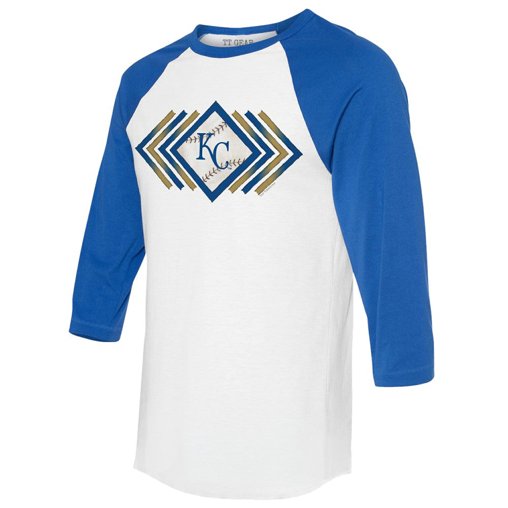 Kansas City Royals Tiny Turnip Women's Prism Arrows 3/4-Sleeve Raglan T-Shirt - White