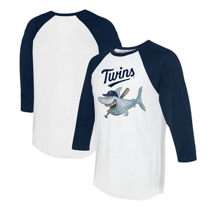 Minnesota Twins Tiny Turnip Women's Shark 3/4-Sleeve Raglan T-Shirt - White/Navy