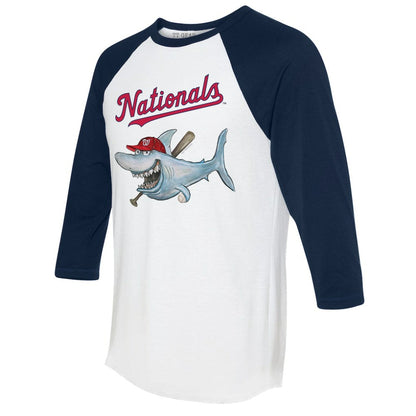 Washington Nationals Tiny Turnip Women's Shark 3/4-Sleeve Raglan T-Shirt - White/Navy