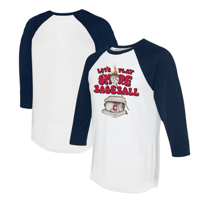 Cleveland Guardians Tiny Turnip Women's Smores 3/4-Sleeve Raglan T-Shirt - White/Navy