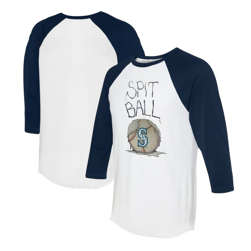 Seattle Mariners Tiny Turnip Women's Spit Ball 3/4-Sleeve Raglan T-Shirt - White/Navy