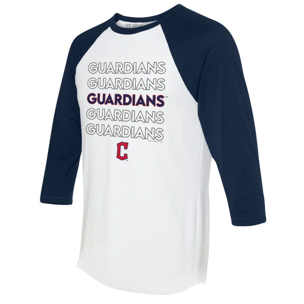 Cleveland Guardians Tiny Turnip Women's Stacked 3/4-Sleeve Raglan T-Shirt - White/Navy