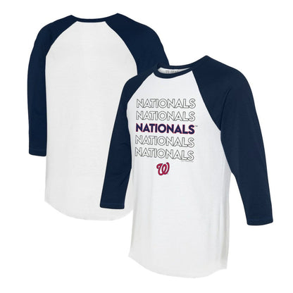Washington Nationals Tiny Turnip Unisex Stacked 3/4-Sleeve Raglan T-Shirt - White/Navy