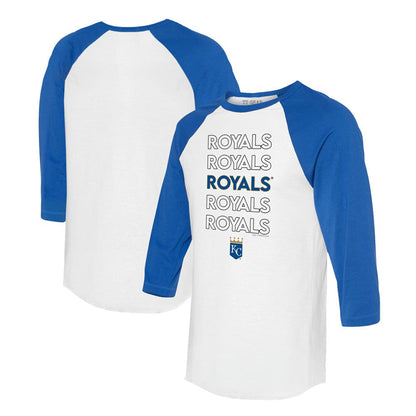 Kansas City Royals Tiny Turnip Unisex Stacked 3/4-Sleeve Raglan T-Shirt - White/Royal
