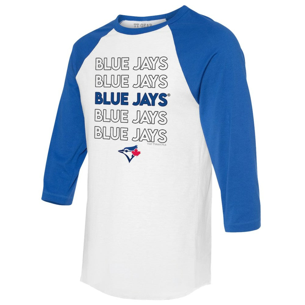 Toronto Blue Jays Tiny Turnip Unisex Stacked 3/4-Sleeve Raglan T-Shirt - White/Royal