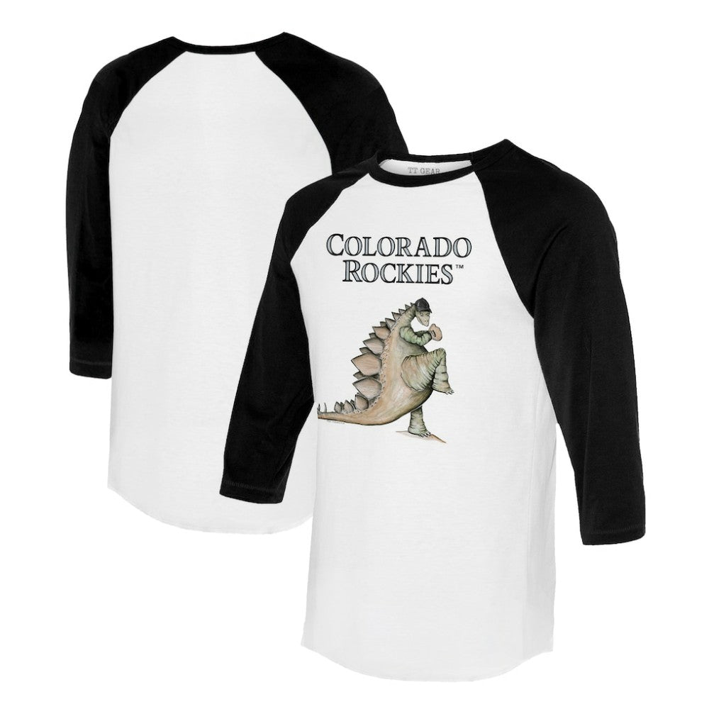 Colorado Rockies Tiny Turnip Unisex Stega 3/4-Sleeve Raglan T-Shirt - White/Black
