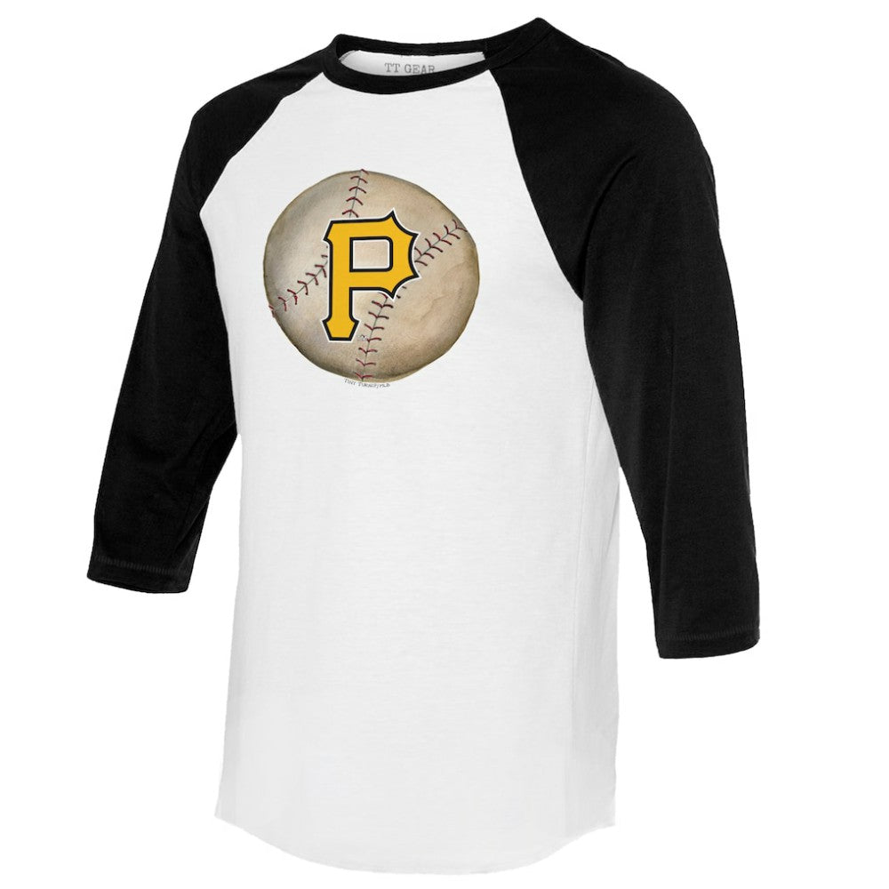 Pittsburgh Pirates Tiny Turnip Unisex Stitched Baseball 3/4-Sleeve Raglan T-Shirt - White/Black