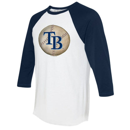 Tampa Bay Rays Tiny Turnip Unisex Stitched Baseball 3/4-Sleeve Raglan T-Shirt - White/Navy