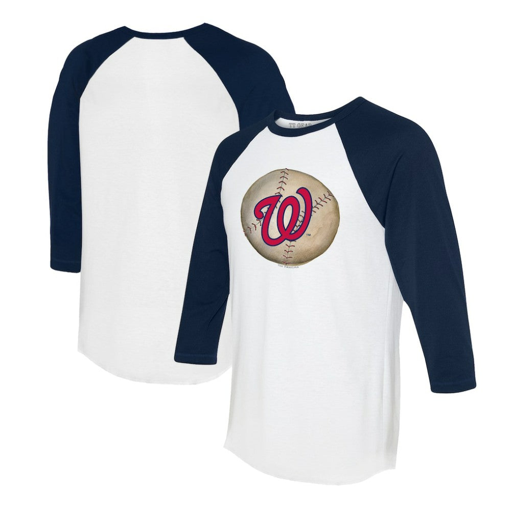 Washington Nationals Tiny Turnip Unisex Stitched Baseball 3/4-Sleeve Raglan T-Shirt - White/Navy