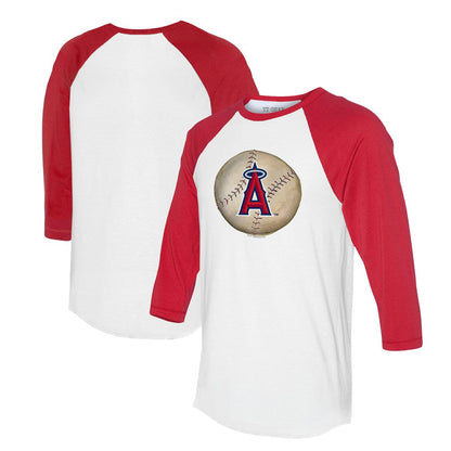 Los Angeles Angels Tiny Turnip Unisex Stitched Baseball 3/4-Sleeve Raglan T-Shirt - White/Red