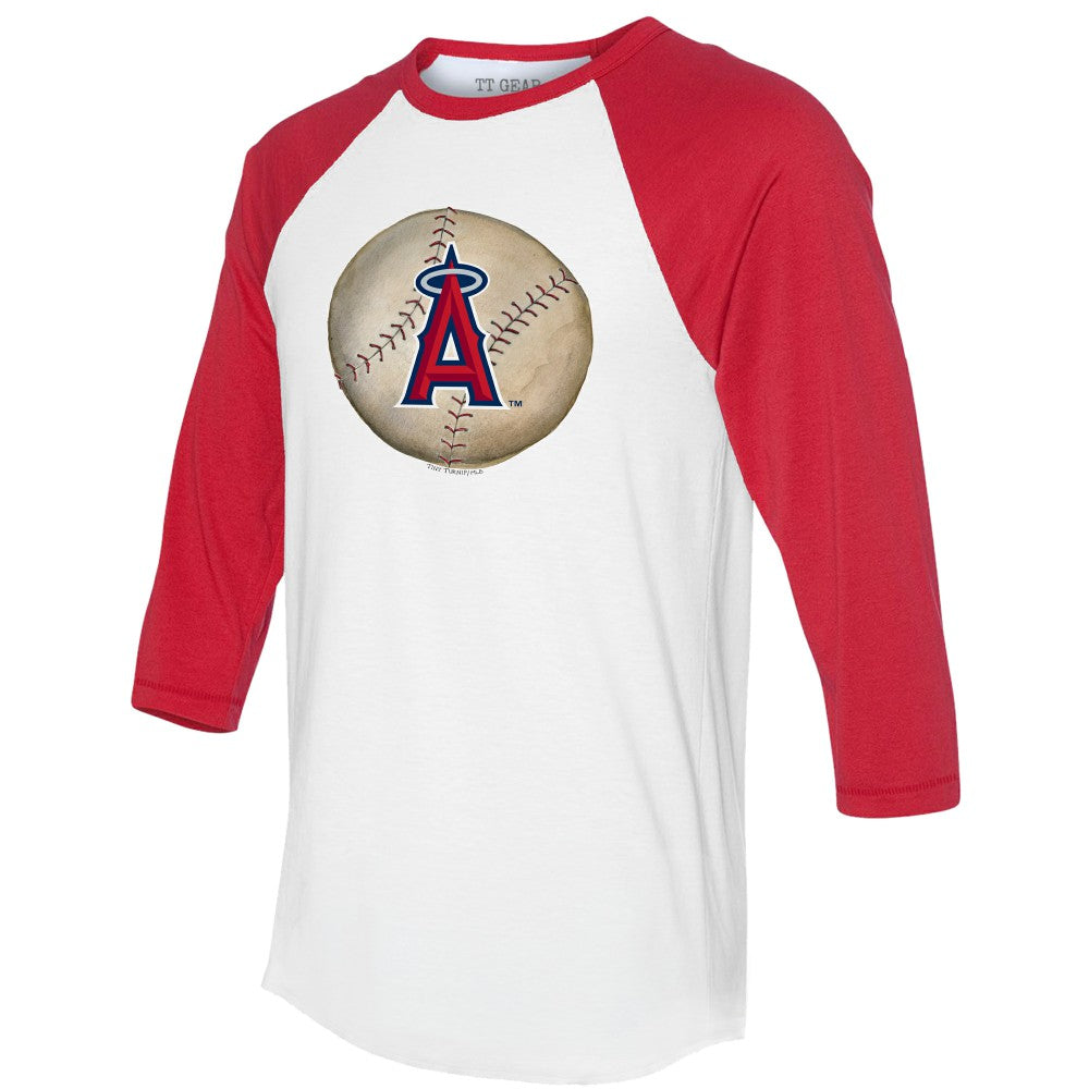 Los Angeles Angels Tiny Turnip Unisex Stitched Baseball 3/4-Sleeve Raglan T-Shirt - White/Red