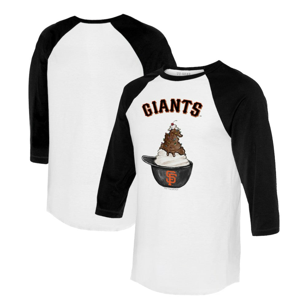 San Francisco Giants Tiny Turnip Unisex Sundae Helmet 3/4-Sleeve Raglan T-Shirt - White/Black