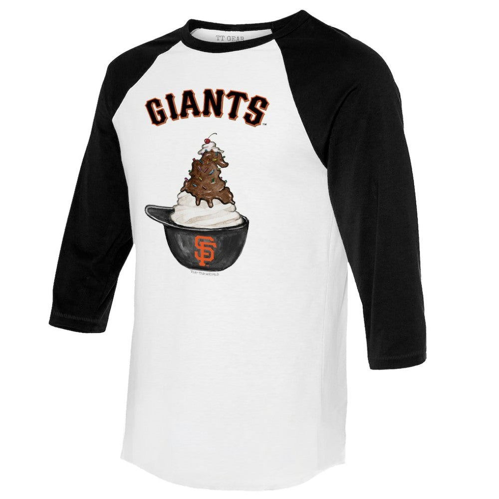 San Francisco Giants Tiny Turnip Unisex Sundae Helmet 3/4-Sleeve Raglan T-Shirt - White/Black