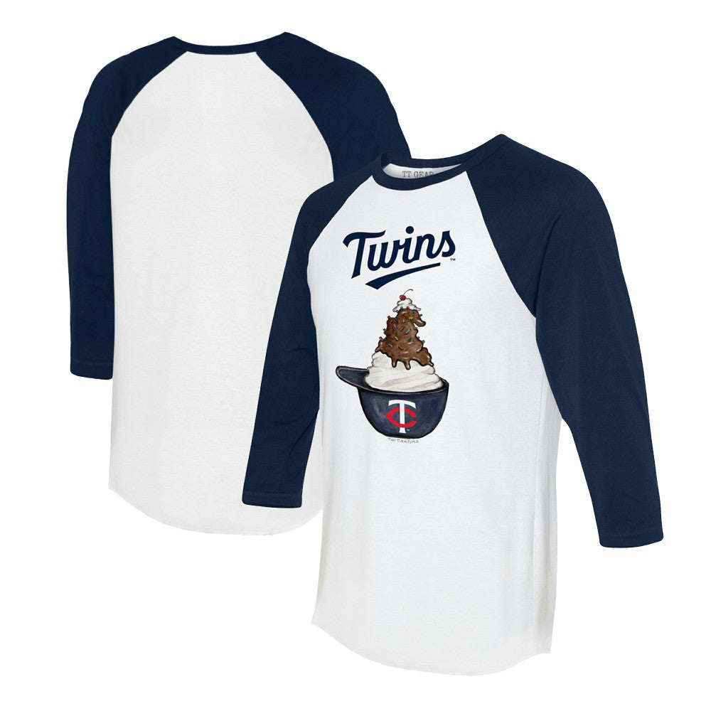 Minnesota Twins Tiny Turnip Unisex Sundae Helmet 3/4-Sleeve Raglan T-Shirt - White/Navy