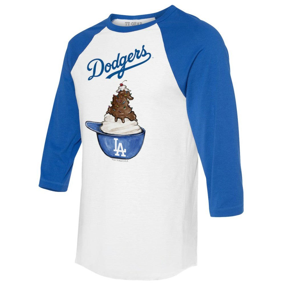 Los Angeles Dodgers Tiny Turnip Unisex Sundae Helmet 3/4-Sleeve Raglan T-Shirt - White/Royal