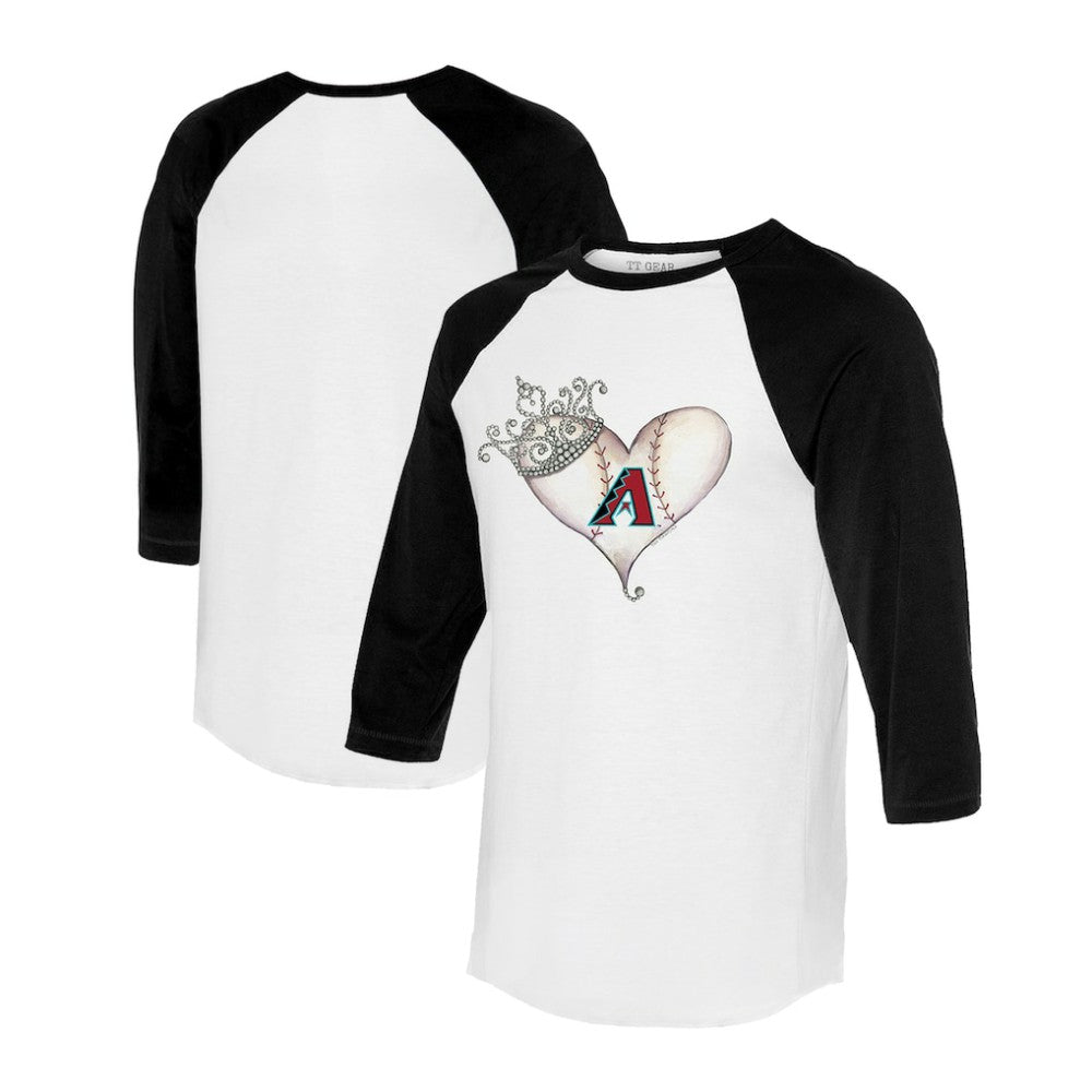 Arizona Diamondbacks Tiny Turnip Unisex Tiara Heart 3/4-Sleeve Raglan T-Shirt - White/Black