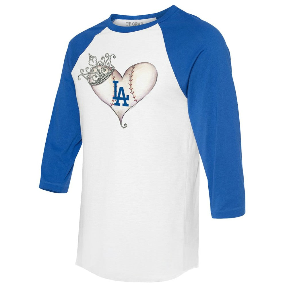 Los Angeles Dodgers Tiny Turnip Unisex Tiara Heart 3/4-Sleeve Raglan T-Shirt - White/Royal