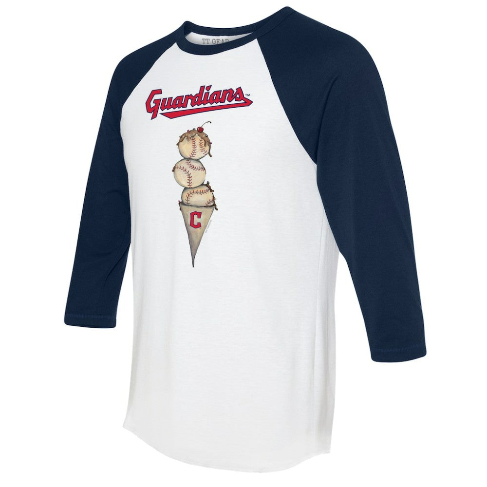 Cleveland Guardians Tiny Turnip Unisex Triple Scoop 3/4-Sleeve Raglan T-Shirt - White/Navy
