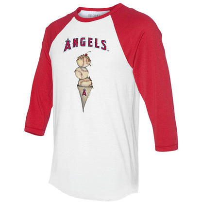 Los Angeles Angels Tiny Turnip Unisex Triple Scoop 3/4-Sleeve Raglan T-Shirt - White/Red