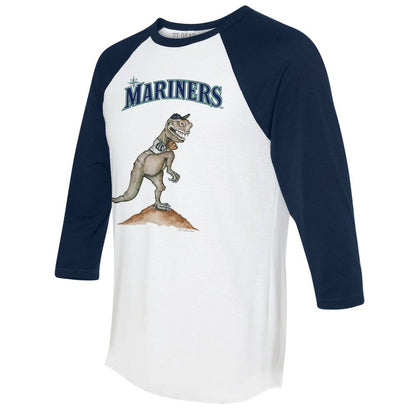 Seattle Mariners Tiny Turnip Unisex TT Rex 3/4-Sleeve Raglan T-Shirt - White/Navy