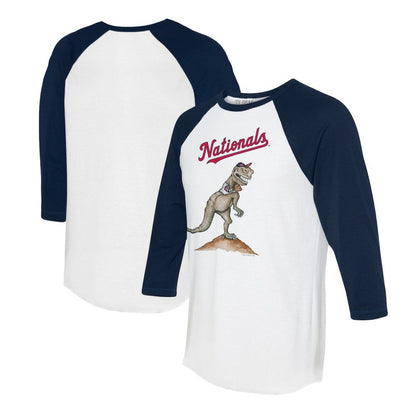 Washington Nationals Tiny Turnip Unisex TT Rex 3/4-Sleeve Raglan T-Shirt - White/Navy
