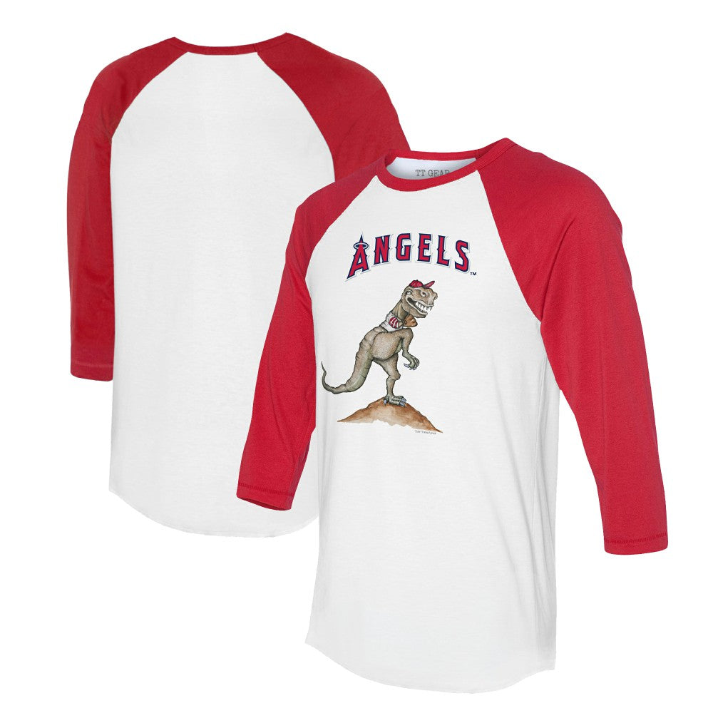 Los Angeles Angels Tiny Turnip Unisex TT Rex 3/4-Sleeve Raglan T-Shirt - White/Red