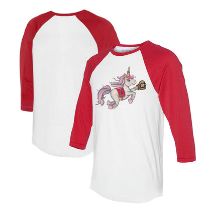 Los Angeles Angels Tiny Turnip Unisex Unicorn 3/4-Sleeve Raglan T-Shirt - White/Red