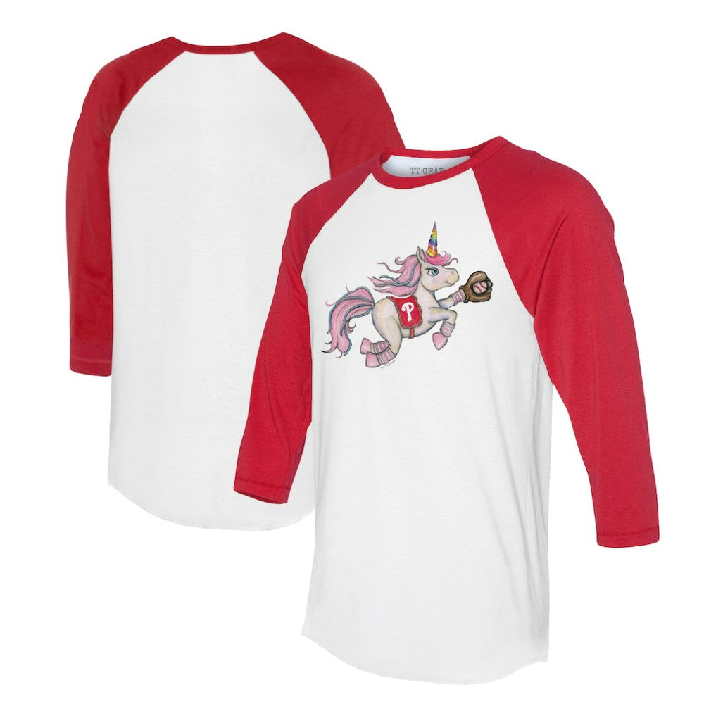 Philadelphia Phillies Tiny Turnip Unisex Unicorn 3/4-Sleeve Raglan T-Shirt - White/Red