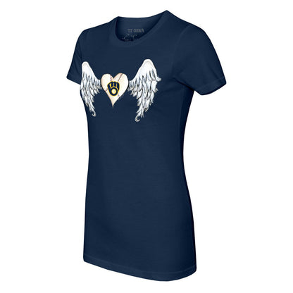 Milwaukee Brewers Tiny Turnip Women's Angel Wings T-Shirt - Navy