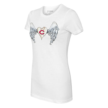 Cincinnati Reds Tiny Turnip Women's Angel Wings T-Shirt - White