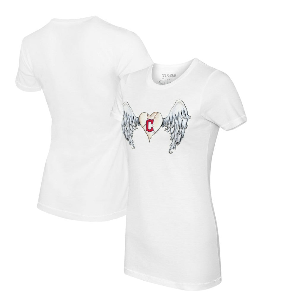 Cleveland Guardians Tiny Turnip Women's Angel Wings T-Shirt - White