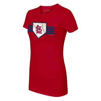 St. Louis Cardinals Tiny Turnip Women's Base Stripe T-Shirt - Red