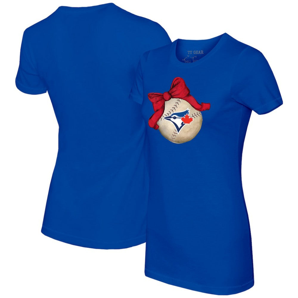 Toronto Blue Jays Tiny Turnip Women's Baseball Bow T-Shirt - Royal