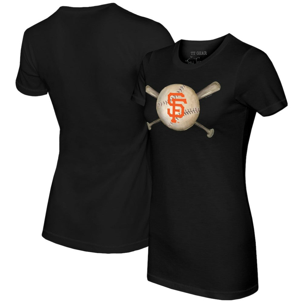 San Francisco Giants Tiny Turnip Women's Baseball Cross Bats T-Shirt - Black