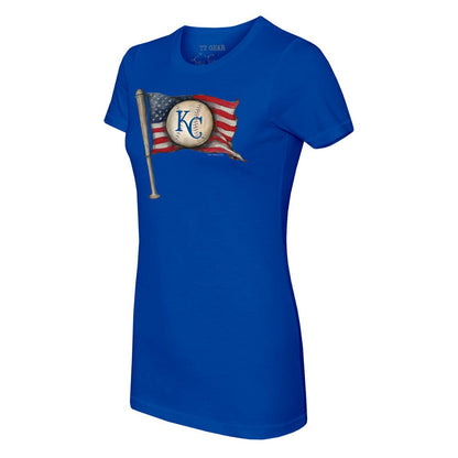 Kansas City Royals Tiny Turnip Women's Baseball Flag T-Shirt - Royal
