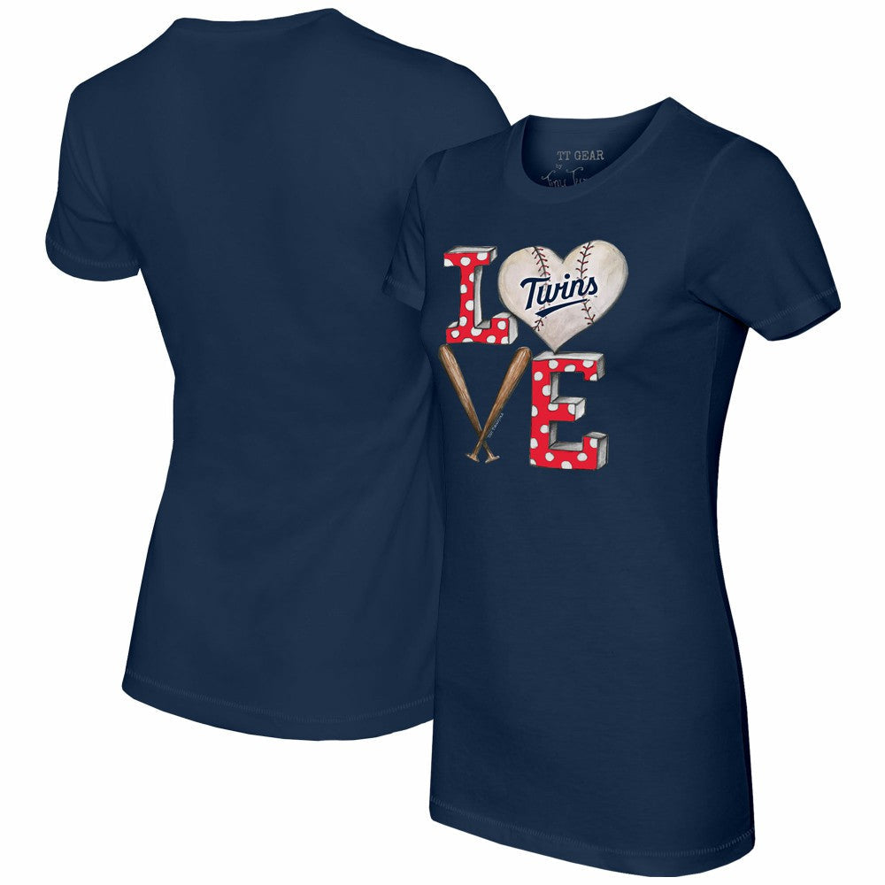 Minnesota Twins Tiny Turnip Women's Baseball Love T-Shirt - Navy