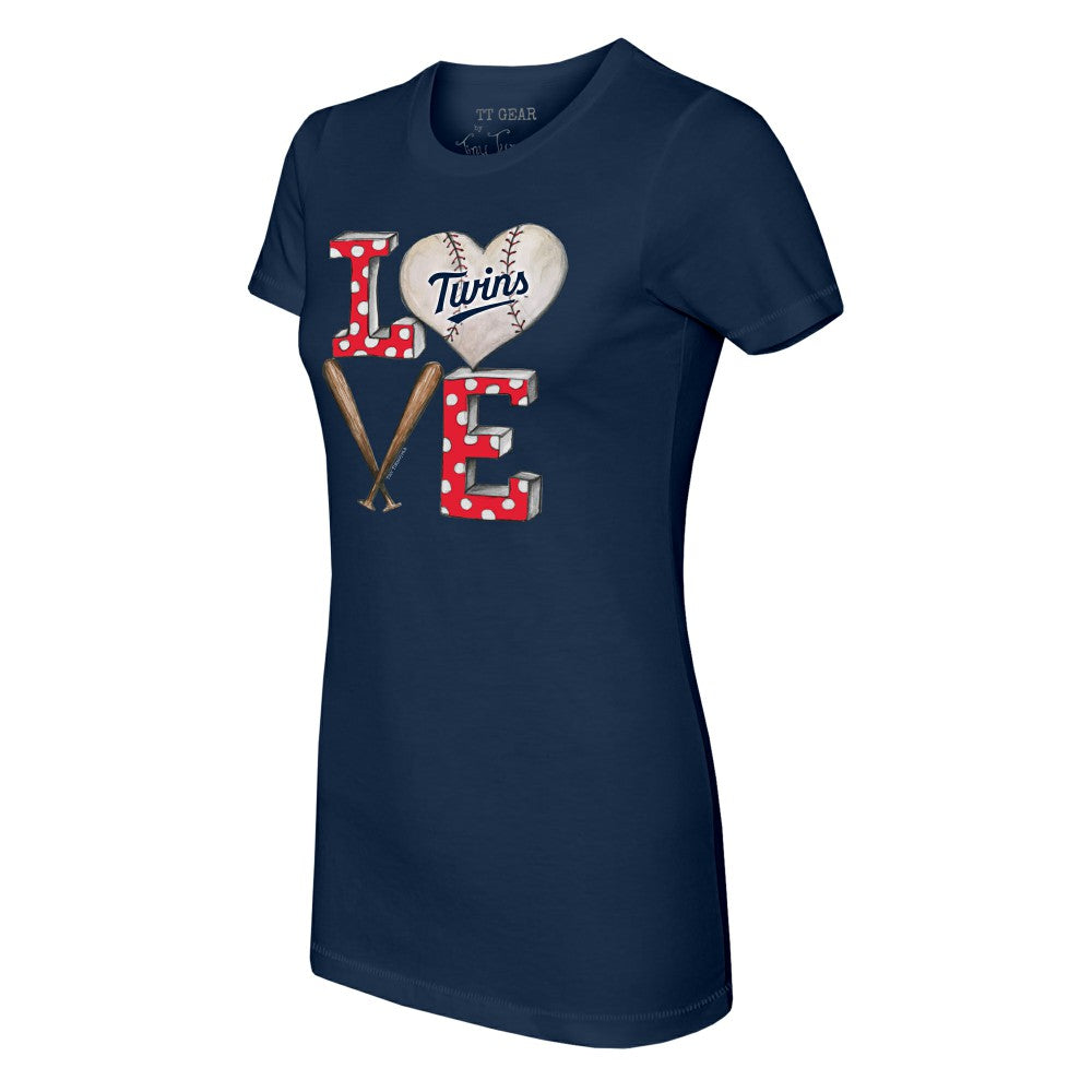 Minnesota Twins Tiny Turnip Women's Baseball Love T-Shirt - Navy