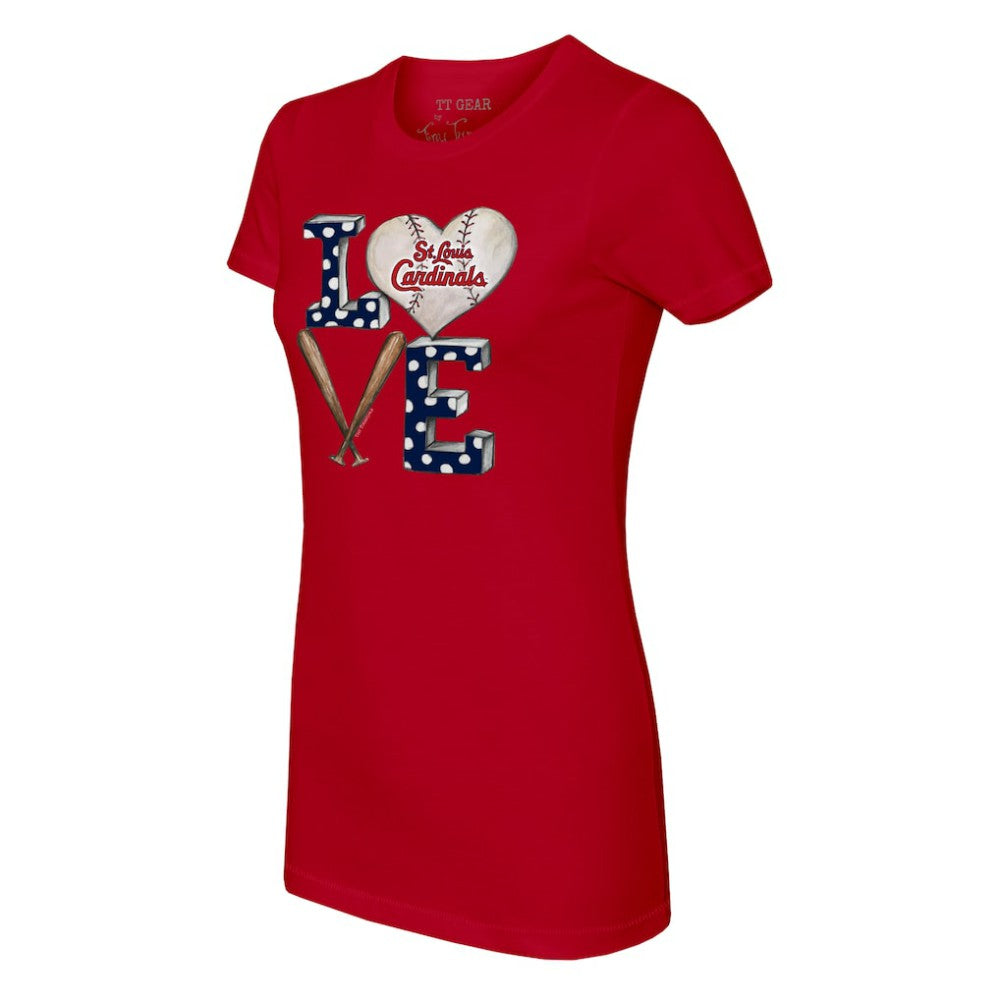 St. Louis Cardinals Tiny Turnip Women's Baseball Love T-Shirt - Red