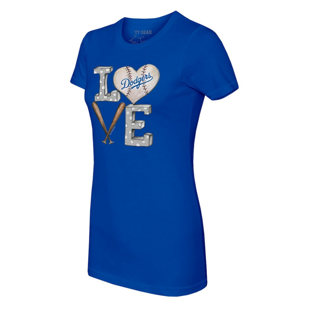 Los Angeles Dodgers Tiny Turnip Women's Baseball Love T-Shirt - Royal
