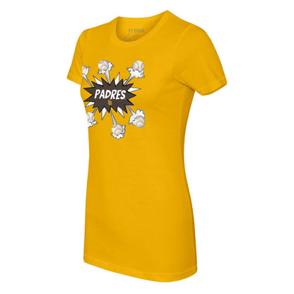 San Diego Padres Tiny Turnip Women's Baseball Pow T-Shirt - Gold